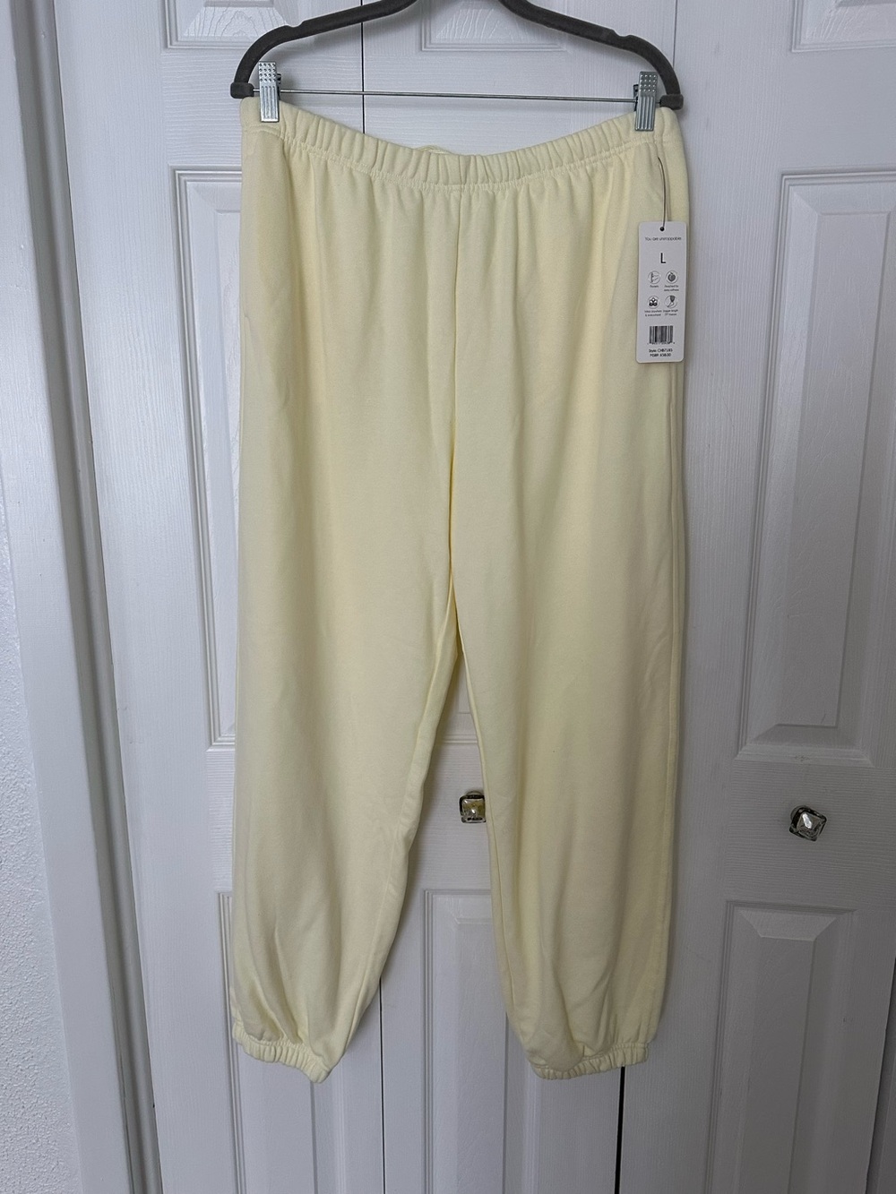 Super soft Light Yellow Elastic-Waist Jogger Pants - Brand Unknown